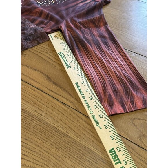 One World Live & Let Live Tunic Top Size Small Stretch Hi-Low Embellished Modern - Picture 14 of 15